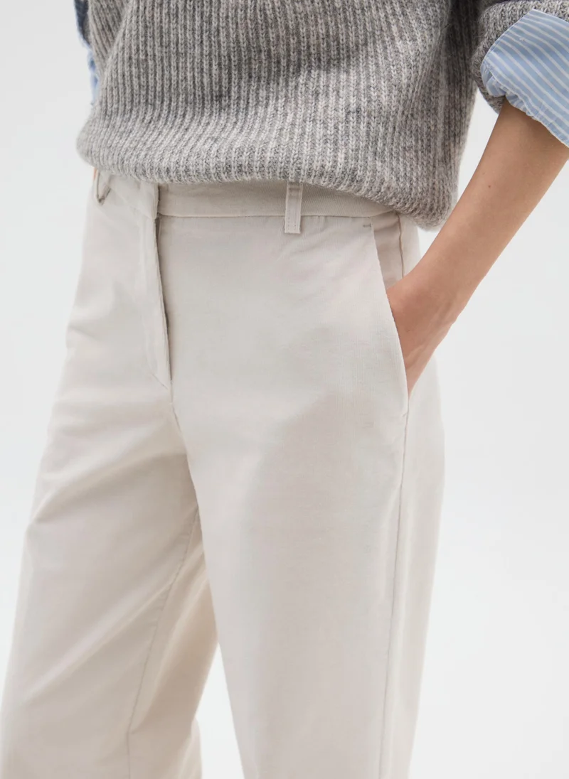 Ovs  OVS Beige Cotton And Velvet Trousers Regular Fit for Women | Best Price UAE